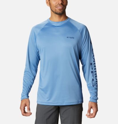 Camisetas Columbia PFG Terminal Tackle™ Long Sleeve Shirt Masculino Azuis Escuro Azul Marinho Portugal | 103975-JUD2