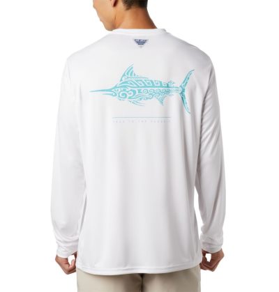 Camisetas Columbia PFG Terminal Tackle™ Tribal Fish Long Sleeve Shirt Masculino Branco Portugal | 177037-246X