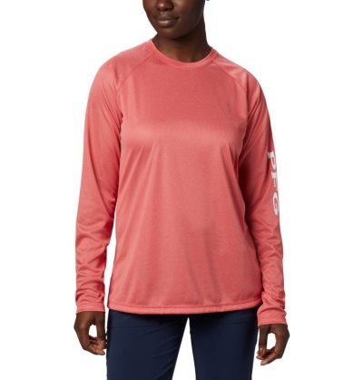 Camisetas Columbia PFG Tidal Tee™ Heather Long Sleeve Shirt Feminino Vermelhas Branco Portugal | 139941-XHJM