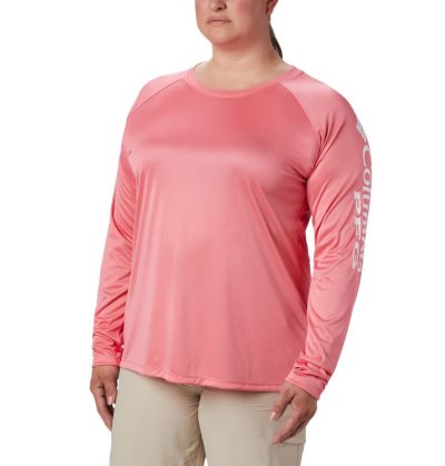 Camisetas Columbia PFG Tidal Tee™ II Long Sleeve Feminino Rosa Branco Portugal | 102399-M2T6