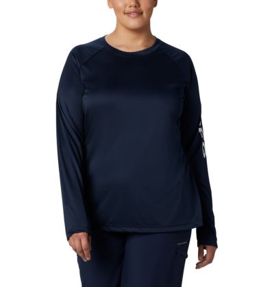 Camisetas Columbia PFG Tidal Tee™ II Long Sleeve Feminino Azul Marinho Branco Portugal | 135659-PTLS