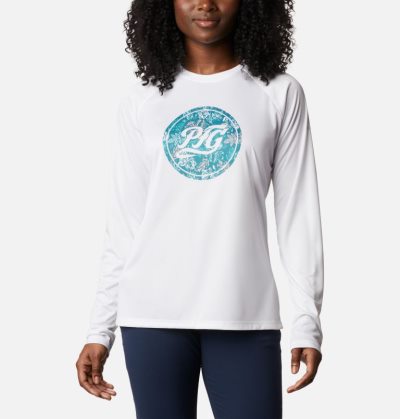 Camisetas Columbia PFG Tidal™ Printed Medallion Long Sleeve T-Shirt Feminino Branco Portugal | 100287-LQ9M