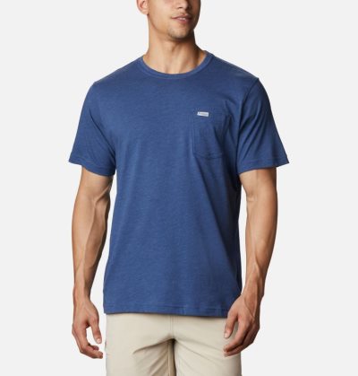 Camisetas Columbia PFG™ Fish Flag Pocket T-Shirt Masculino Azul Marinho Amarelas Portugal | 142370-26T4