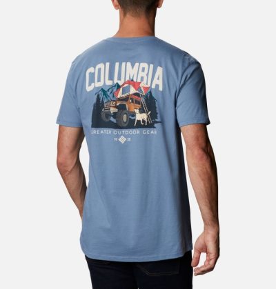 Camisetas Columbia Racer T-Shirt Masculino Cinzentas Azuis Portugal | 196512-LMWI