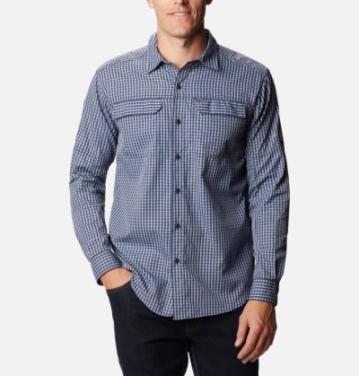 Camisetas Columbia Silver Ridge™ 2.0 Plaid Long Sleeve Shirt Masculino Azuis Portugal | 143522-2LIH