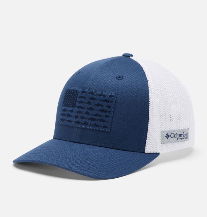 Boné Columbia PFG Mesh Fish Flag Ball Cap Masculino Azul Marinho Branco Portugal | 105258-GOLJ