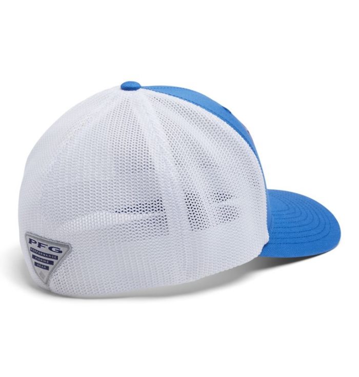 Boné Columbia PFG Mesh Fish Flag Ball Cap Masculino Azuis Branco Portugal | 111845-KA4R