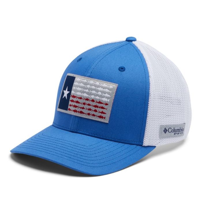 Boné Columbia PFG Mesh Fish Flag Ball Cap Masculino Azuis Branco Portugal | 111845-KA4R