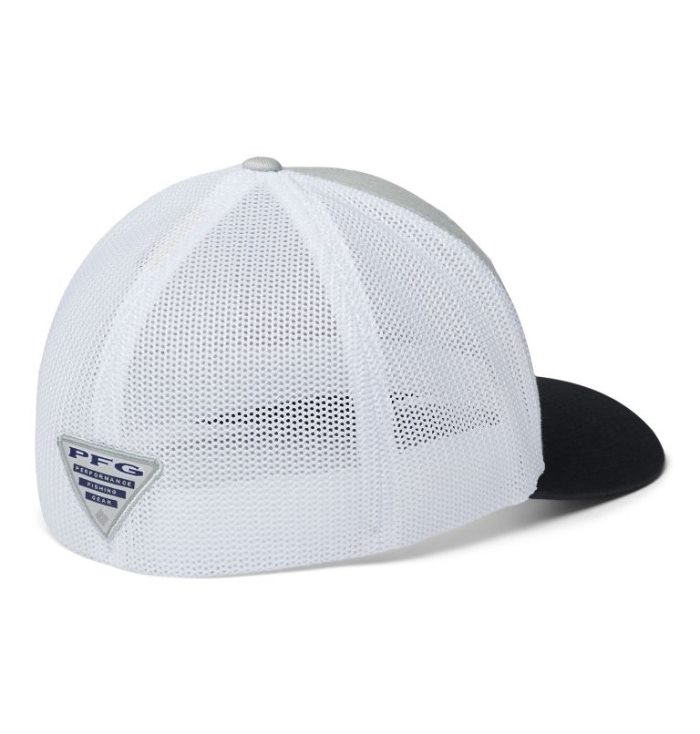 Boné Columbia PFG Mesh Fish Flag Ball Cap Feminino Cinzentas Branco Pretas Portugal | 130791-G0O2