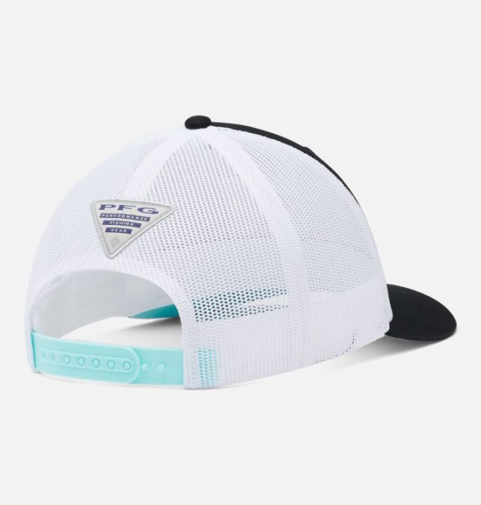 Boné Columbia PFG Mesh Snap Back™ Fish Flag Ballcap Masculino Pretas Branco Portugal | 120147-IUNU