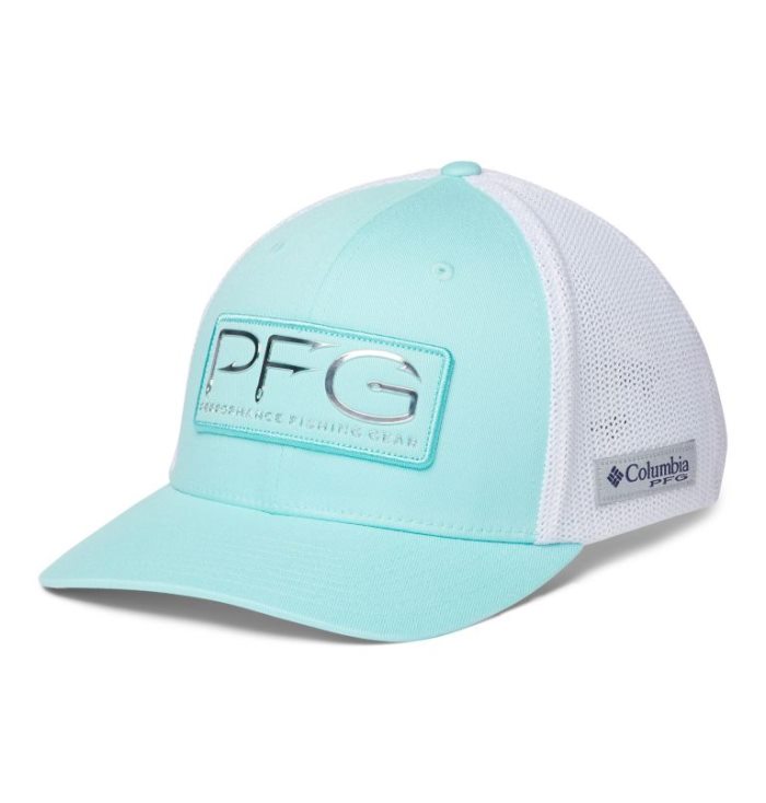 Boné Columbia PFG Mesh™ Hooks Ball Cap Feminino Turquesa Prateadas Portugal | 153523-29MV