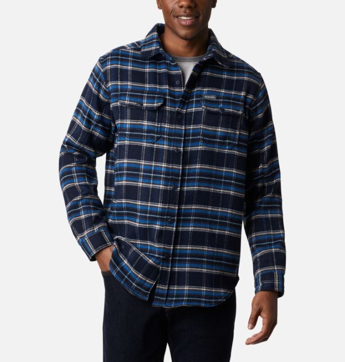 Camisas De Botões Columbia Deschutes River™ Heavyweight Flannel Shirt Masculino Azul Marinho Portugal | 138182-BJQF