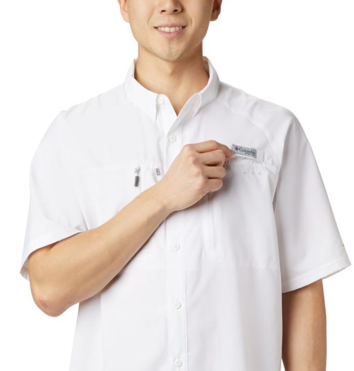 Camisas De Botões Columbia PFG Terminal Tackle™ Curta Sleeve Woven Shirt Masculino Branco Portugal | 116742-RML6