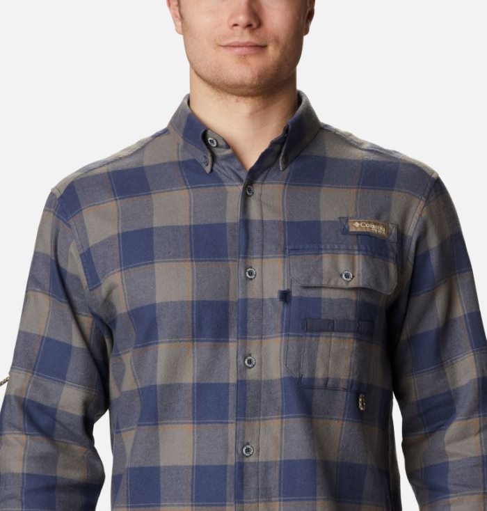 Camisas De Botões Columbia PHG Sharptail™ Flannel Masculino Azuis Escuro Portugal | 145138-5WW2