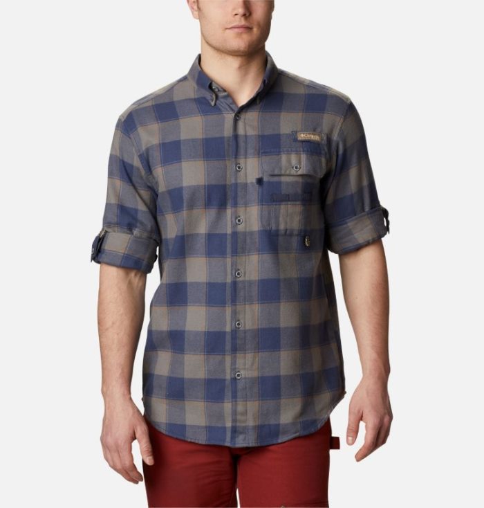 Camisas De Botões Columbia PHG Sharptail™ Flannel Masculino Azuis Escuro Portugal | 145138-5WW2