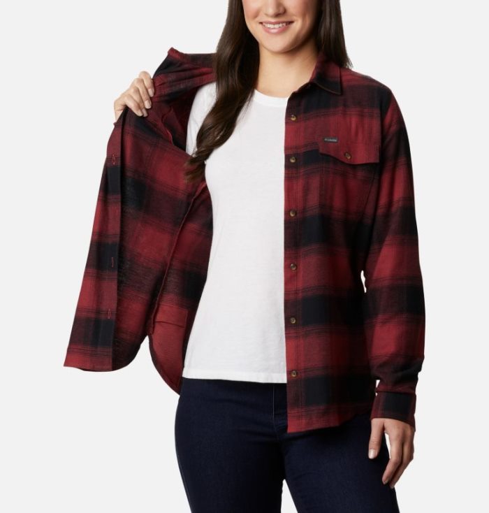 Camisas De Botões Columbia Pine Street™ Stretch Flannel Feminino Vermelhas Portugal | 107621-RFT9