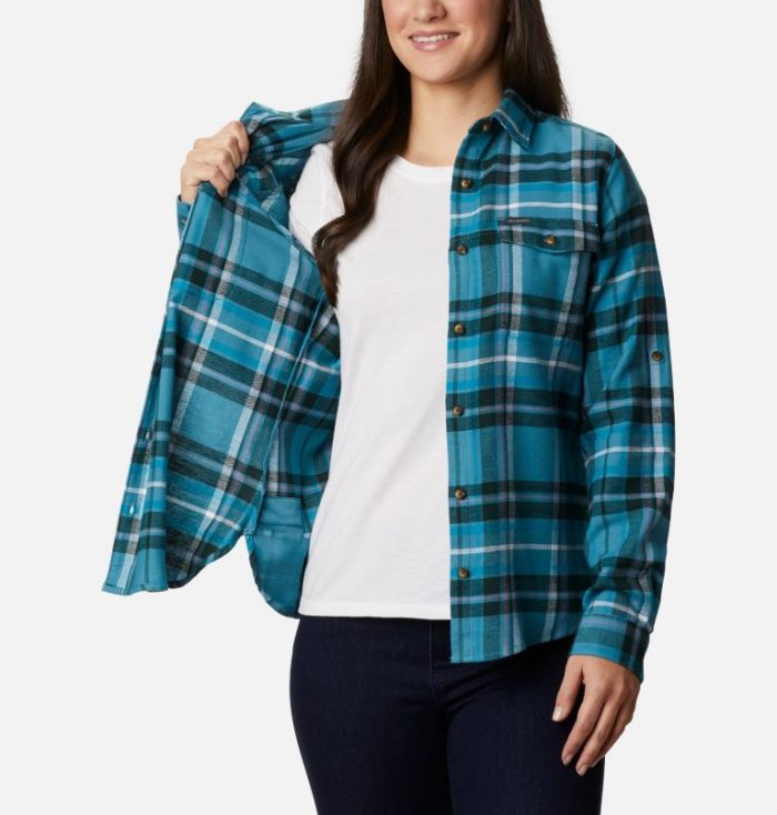 Camisas De Botões Columbia Pine Street™ Stretch Flannel Feminino Azuis Multicoloridas Portugal | 166552-T958