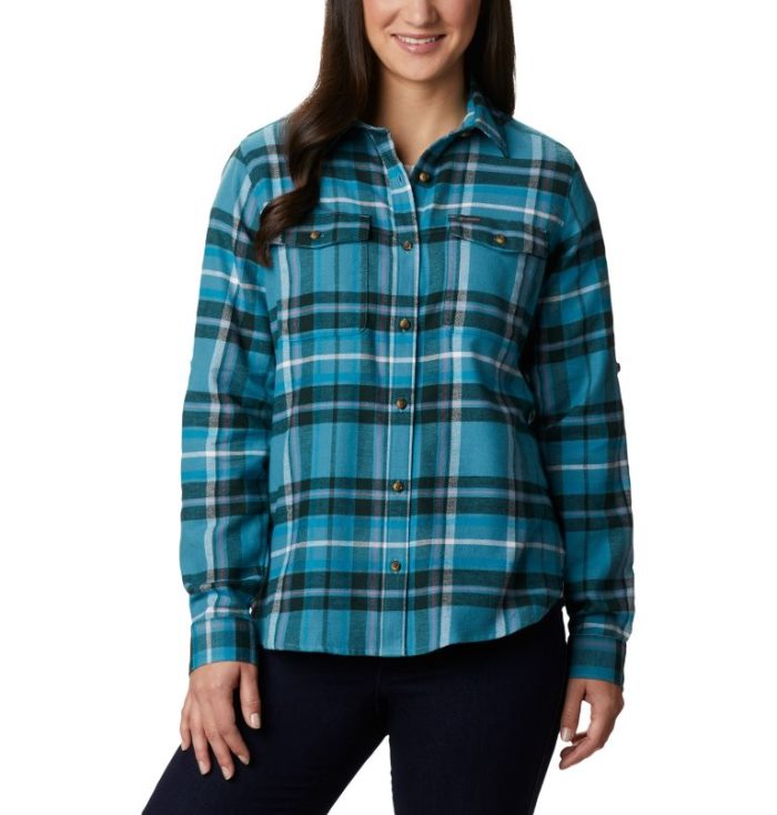 Camisas De Botões Columbia Pine Street™ Stretch Flannel Feminino Azuis Multicoloridas Portugal | 166552-T958