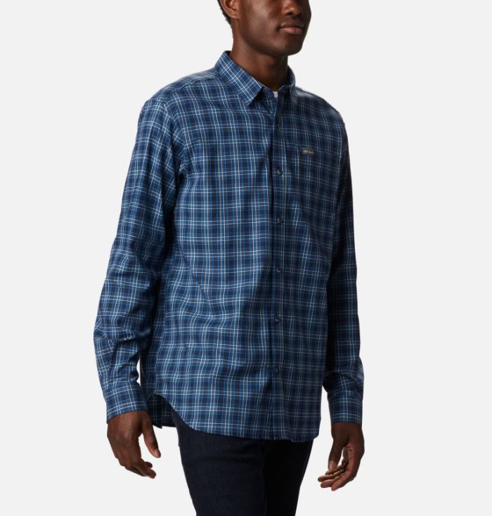 Camisas De Botões Columbia Vapor Ridge™ III Long Sleeve Shirt Masculino Azuis Escuro Portugal | 119325-OPX9