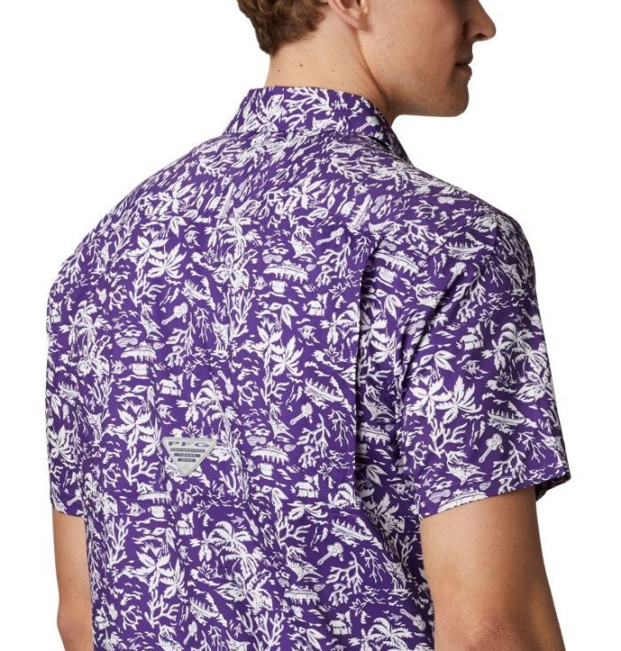 Camisas Columbia Collegiate PFG Super Slack Tide™ Shirt Masculino Roxo Portugal | 119292-2HI5