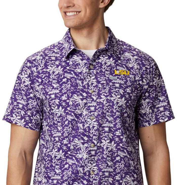 Camisas Columbia Collegiate PFG Super Slack Tide™ Shirt Masculino Roxo Portugal | 119292-2HI5