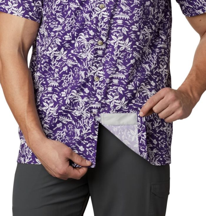 Camisas Columbia Collegiate PFG Super Slack Tide™ Shirt Masculino Roxo Portugal | 119292-2HI5