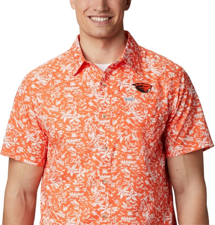 Camisas Columbia Collegiate PFG Super Slack Tide™ Shirt Masculino Laranja Portugal | 180735-5ZT3