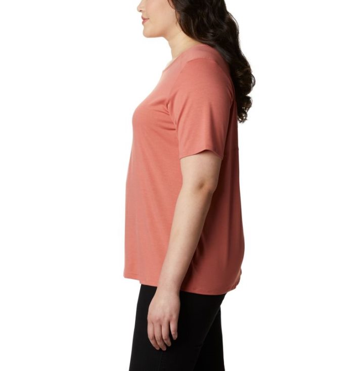 Camisas Columbia Essential Elements™ Curta Sleeve Shirt Feminino Coral Escuro Portugal | 177352-IPAE