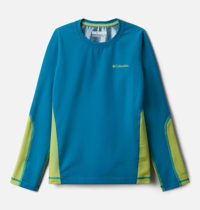 Camisas Columbia Omni-Heat™ 3D Knit Crew Baselayer Shirt Criança Azuis Verdes Portugal | 111616-9YIF