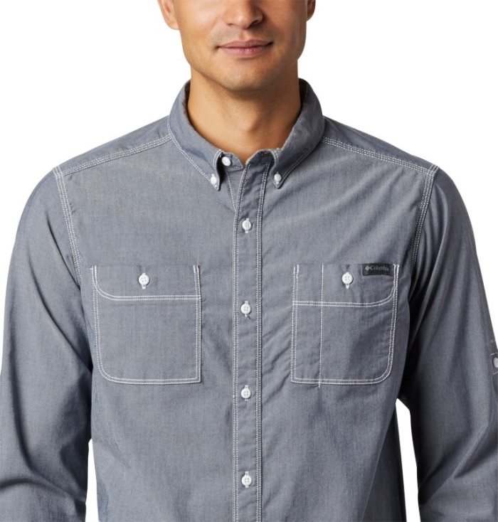 Camisas Columbia Outdoor Elements™ Long Sleeve Chambray Shirt Masculino Azul Marinho Portugal | 175484-WSER