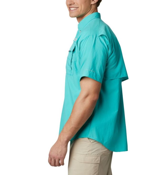 Camisas Columbia PFG Bahama™ II Curta Sleeve Shirt Masculino Luz Turquesa Portugal | 141284-PFMN