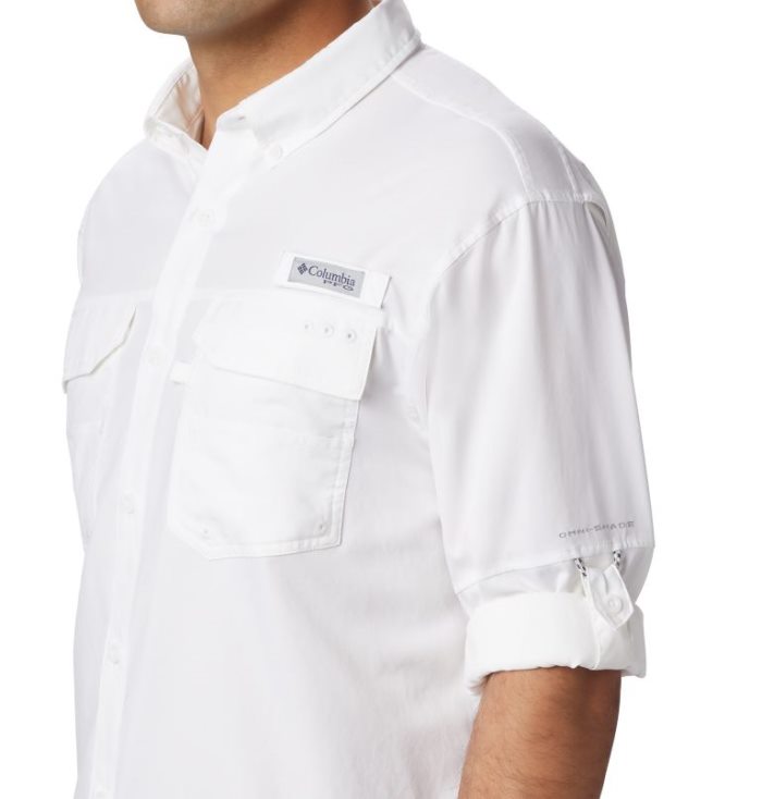 Camisas Columbia PFG Blood and Guts™ III Long Sleeve Woven Shirt Masculino Branco Portugal | 115293-H8IB