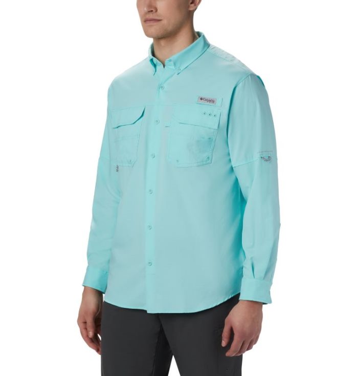 Camisas Columbia PFG Blood and Guts™ III Long Sleeve Woven Shirt Masculino Turquesa Portugal | 141301-UBCH