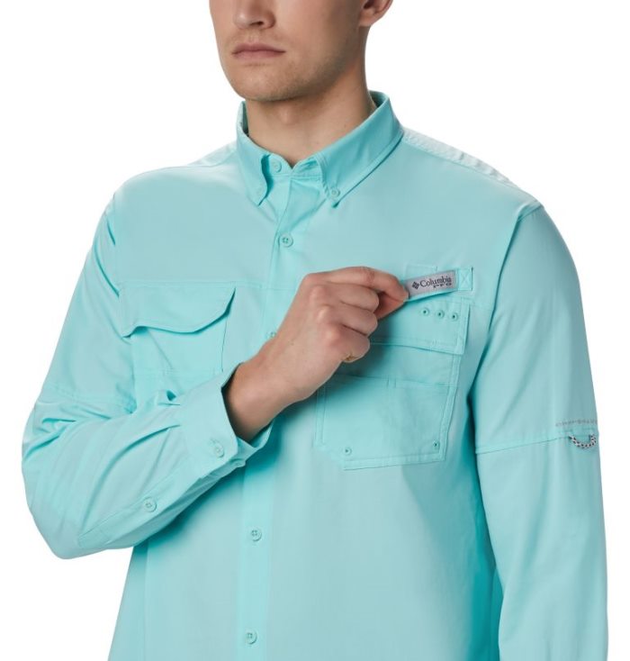 Camisas Columbia PFG Blood and Guts™ III Long Sleeve Woven Shirt Masculino Turquesa Portugal | 141301-UBCH