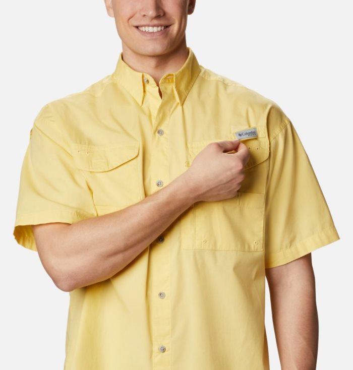 Camisas Columbia PFG Bonehead™ Curta Sleeve Shirt Masculino Amarelas Portugal | 180061-4VQ0