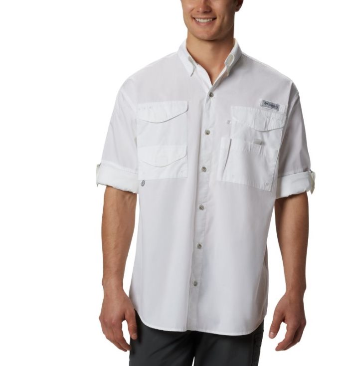 Camisas Columbia PFG Bonehead™ Long Sleeve Shirt Masculino Branco Portugal | 128657-37FD