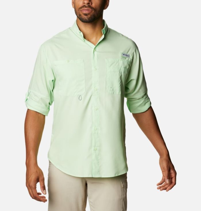 Camisas Columbia PFG Crystal Springs™ Long Sleeve Shirt Masculino Luz Verdes Portugal | 100198-JFJU