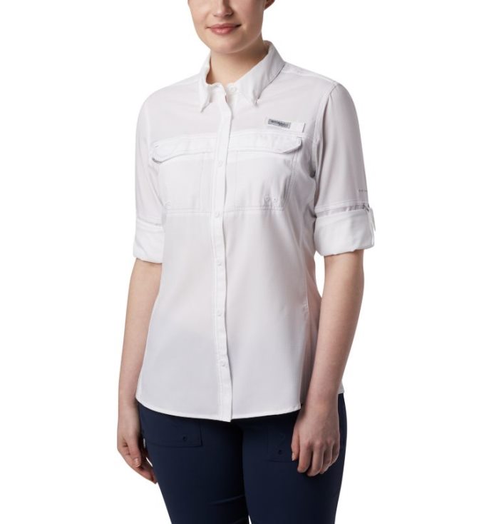 Camisas Columbia PFG Lo Drag™ Long Sleeve Shirt Feminino Branco Portugal | 187691-TED9