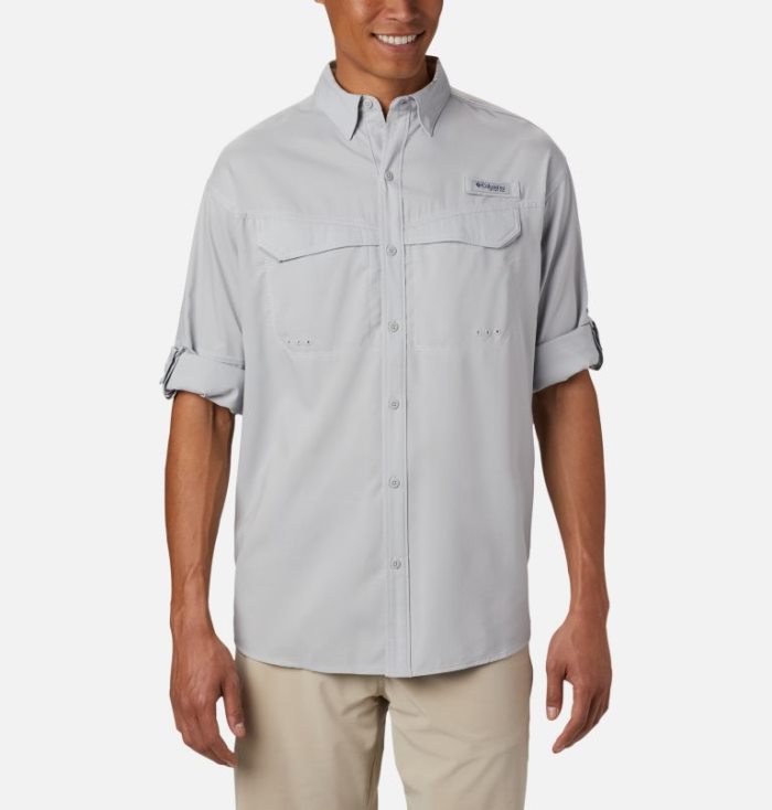 Camisas Columbia PFG Low Drag Offshore™ Long Sleeve Shirt Masculino Cinzentas Branco Portugal | 195021-4WTL