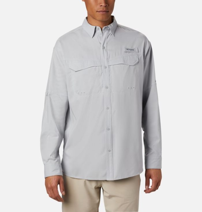 Camisas Columbia PFG Low Drag Offshore™ Long Sleeve Shirt Masculino Cinzentas Branco Portugal | 195021-4WTL