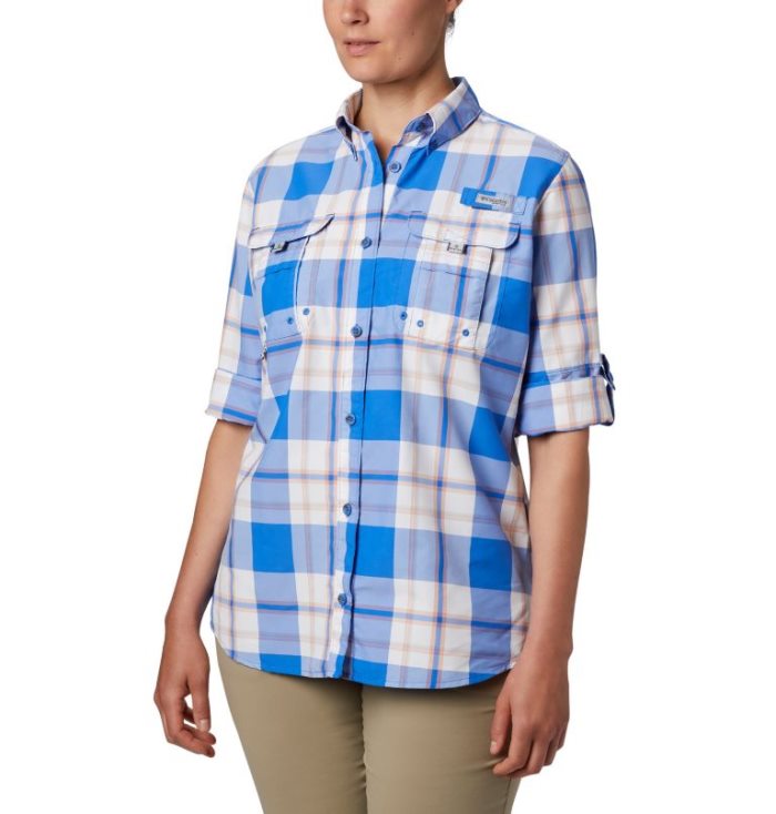 Camisas Columbia PFG Super Bahama™ Long Sleeve Shirt Feminino Azuis Portugal | 164349-U66F