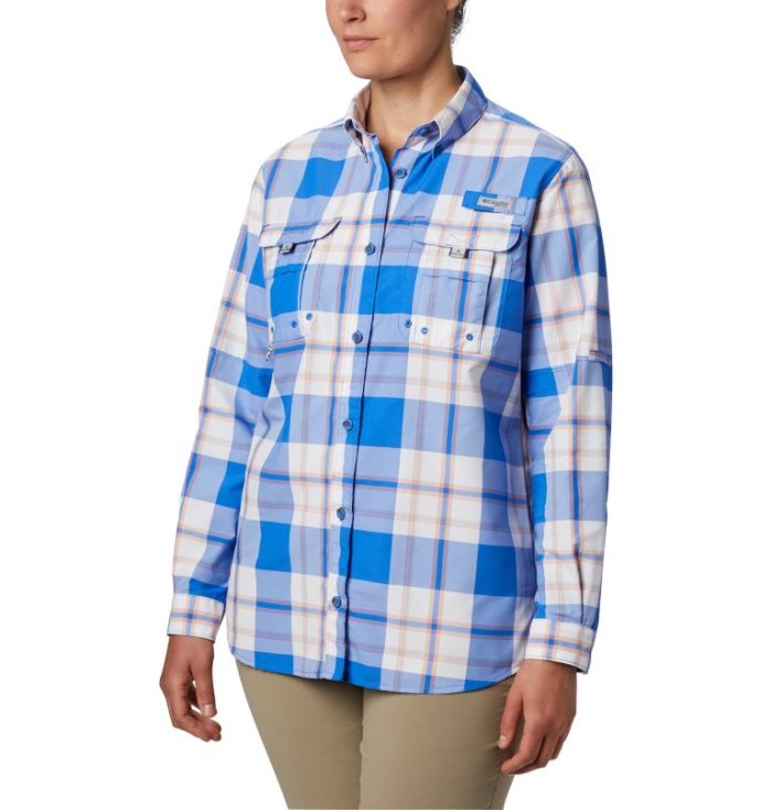 Camisas Columbia PFG Super Bahama™ Long Sleeve Shirt Feminino Azuis Portugal | 164349-U66F