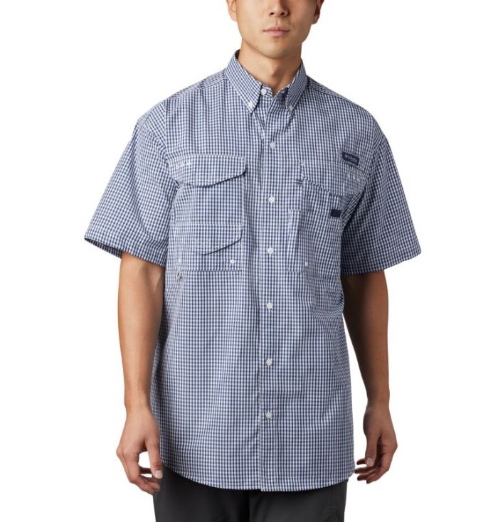 Camisas Columbia PFG Super Bonehead Classicos™ Curta Sleeve Shirt Masculino Azul Marinho Portugal | 129049-1IS7