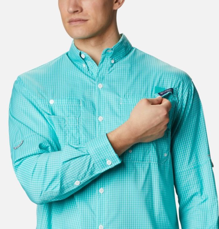 Camisas Columbia PFG Super Tamiami™ Long Sleeve Shirt Masculino Luz Turquesa Portugal | 194699-9LLF