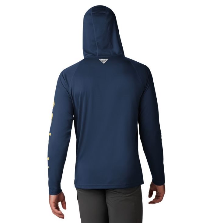 Camisas Columbia PFG Terminal Tackle™ Hoodie Masculino Azul Marinho Amarelas Portugal | 113808-9104