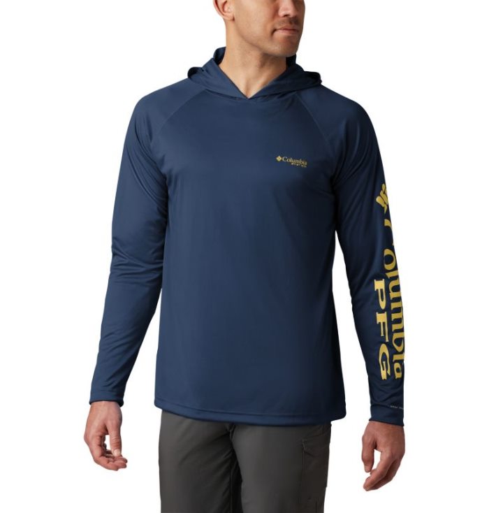 Camisas Columbia PFG Terminal Tackle™ Hoodie Masculino Azul Marinho Amarelas Portugal | 181662-3ZPV