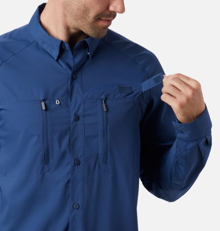 Camisas Columbia PFG Terminal Tackle™ Long Sleeve Woven Shirt Masculino Azul Marinho Portugal | 142214-Z5S6