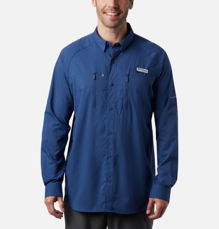 Camisas Columbia PFG Terminal Tackle™ Long Sleeve Woven Shirt Masculino Azul Marinho Portugal | 142214-Z5S6