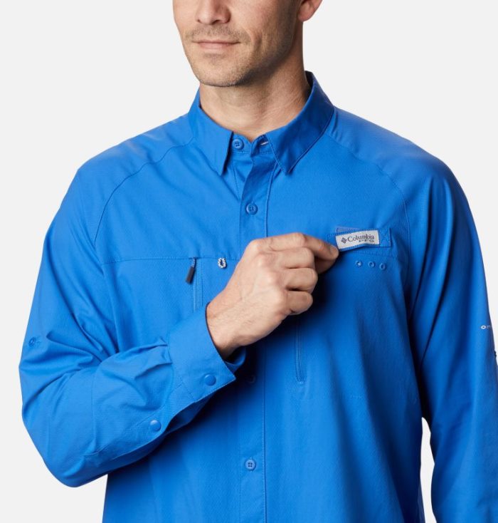 Camisas Columbia PFG Terminal Tackle™ Long Sleeve Woven Shirt Masculino Azuis Portugal | 154965-PUOG