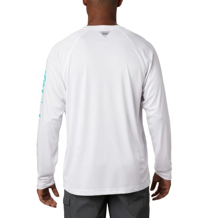 Camisas Columbia PFG Terminal Tackle™ Long Sleeve Shirt- Big Masculino Branco Luz Turquesa Portugal | 166185-DOD1